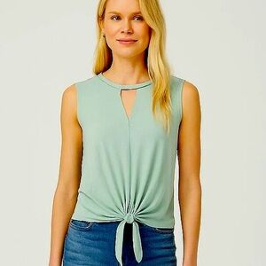LOFT Outlet Sleeveless Tie-Front Cut Out Top Size Small